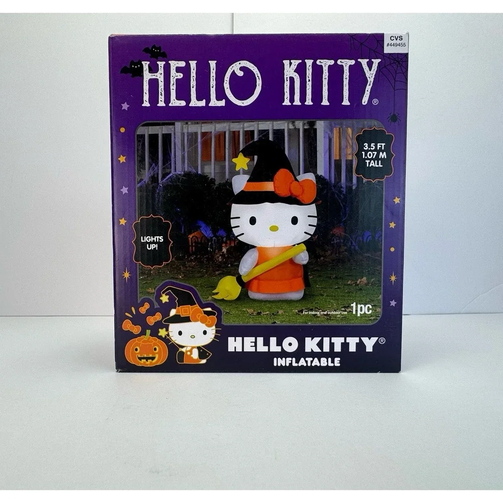 Hello Kitty Witch Inflatable 3.5 Foot Light‎ Up Halloween Gemmy Sanrio NEW